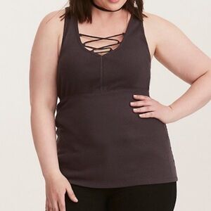 Torrid‎ Ribbed Lace Up Tank Top Size 0/0X